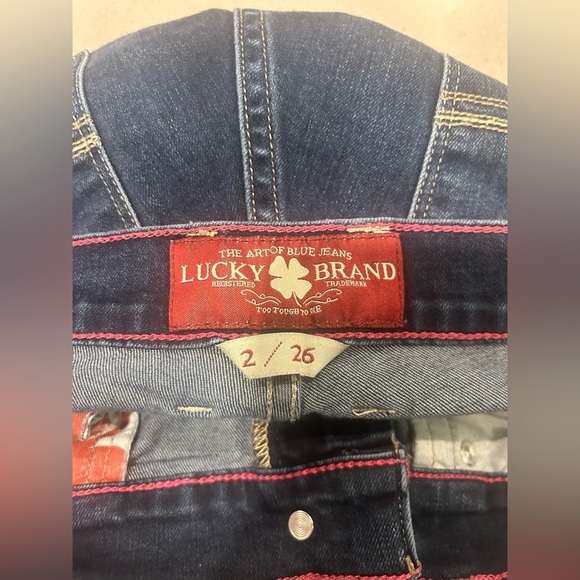 Lucky Brand Charlie Skimmer Jeans Women’s 2/26 Split Hem Dark Wash - Picture 3 of 12